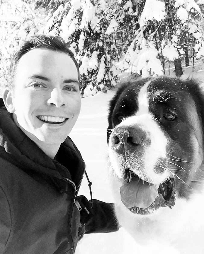 Spengind quality time with Brutus, snowshoing in the back yard over Winter Break. Taken by Brett Mensing